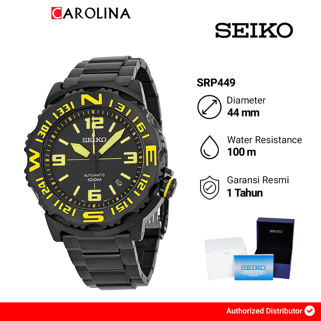 Jam Tangan Pria Seiko Automatic SRP449K1 Superior Black Dial Black Stainless Steel Strap