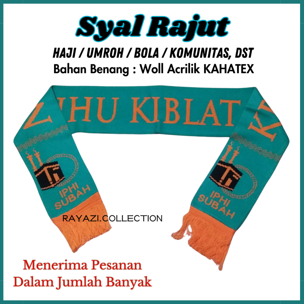Syal Rajut Haji Umroh | Slendang Rajut | Syal Bola | Syal Rajut Custom
