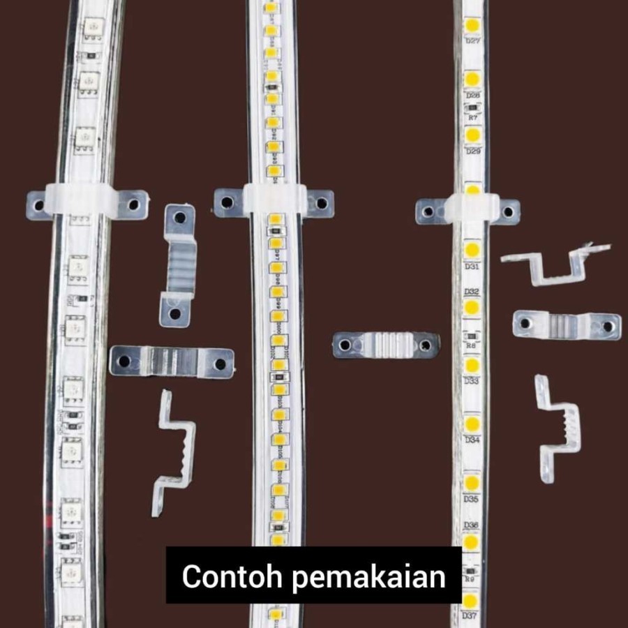Klem Lampu Led Strip Bening Selang dan Tutup Led Strip 2835/5050