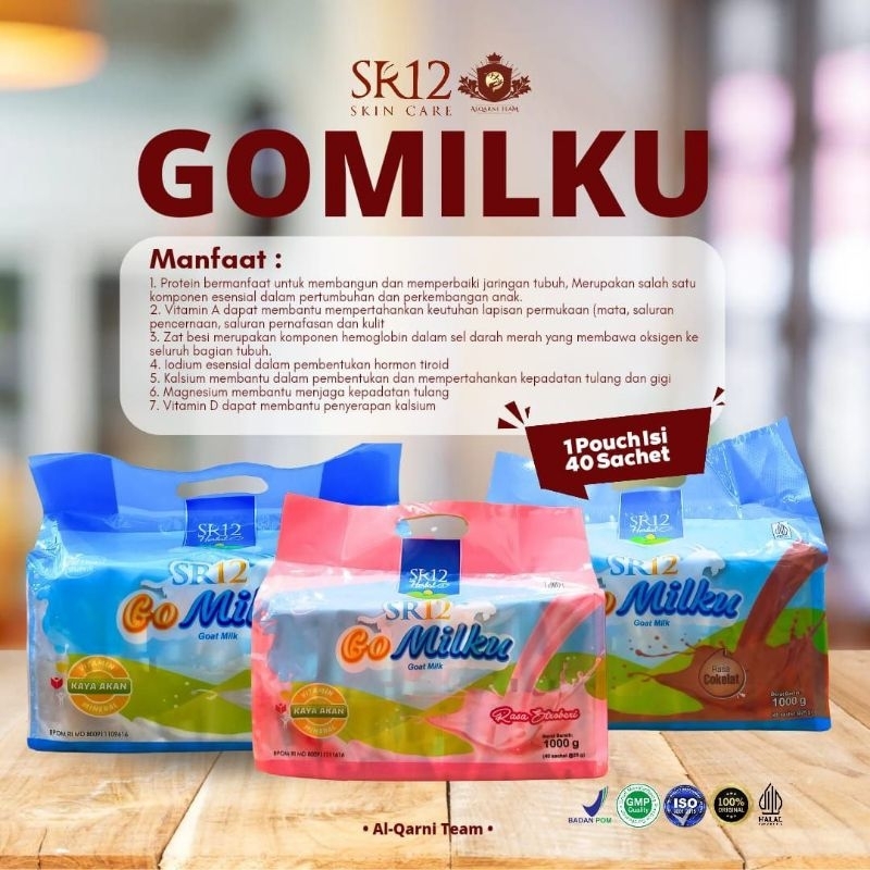 

GoMilku SR12 kemasan Pouch 1 kg (isi 40 sachet) / Susu Kambing Etawa SR12