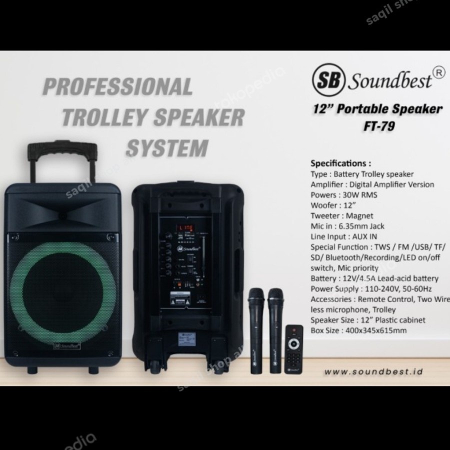 speaker portable soundbest ft79 12 inch usb Bluetooth original