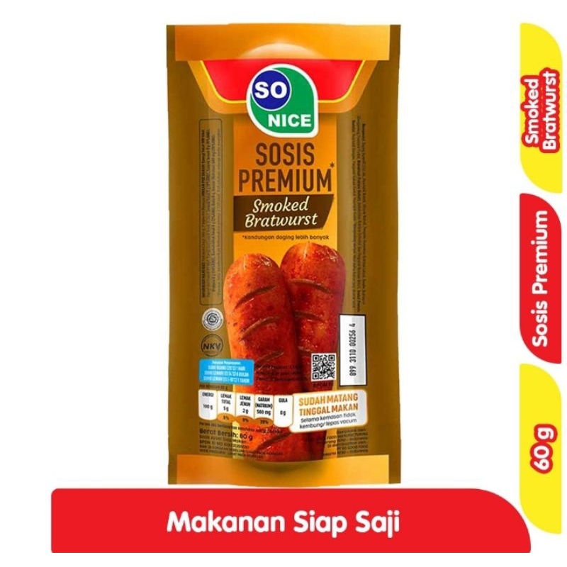 

So Nice Sosis Premium Smoked Bratwurst 60g