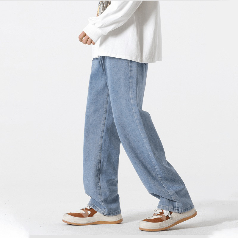 Celana Jeans Pria Korean Style Jeans Panjang pria Celana Jeans Longgar Gombrong Basic Reguler