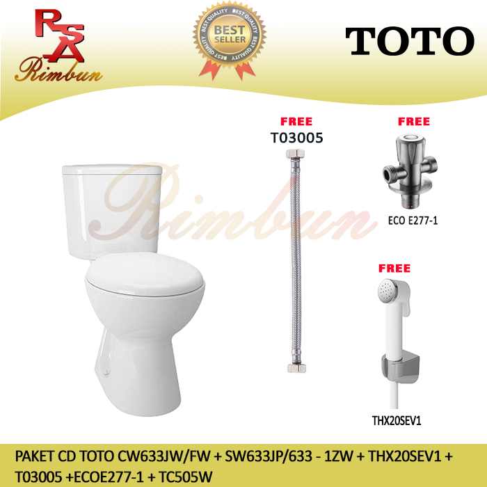 Kloset duduk Toto CW633JW single flush +THX20SEV1 + T03005 +ECOE277
