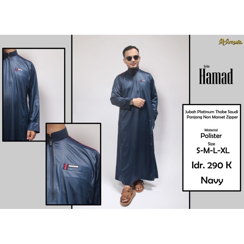 Jubah platinum Al Amwa Hamad series Zipper Al Amwa jubah thobe amwa