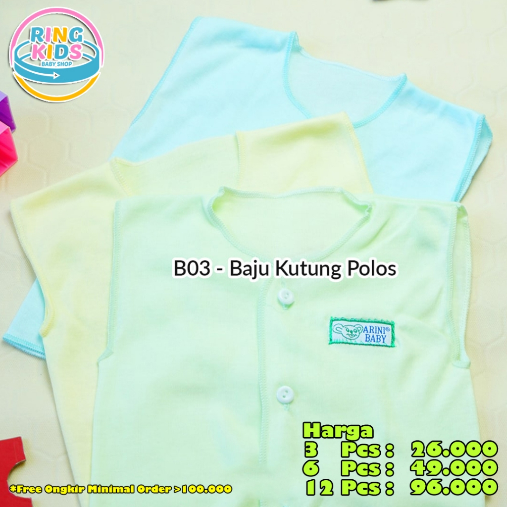 3PCS BAJU KUTUNG POLOS ARINI BABY SNI