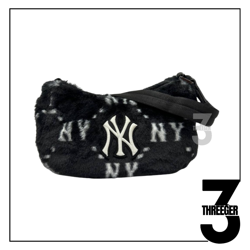 MLB New York Yankees Monogram Fur Hobo Bag Black Original