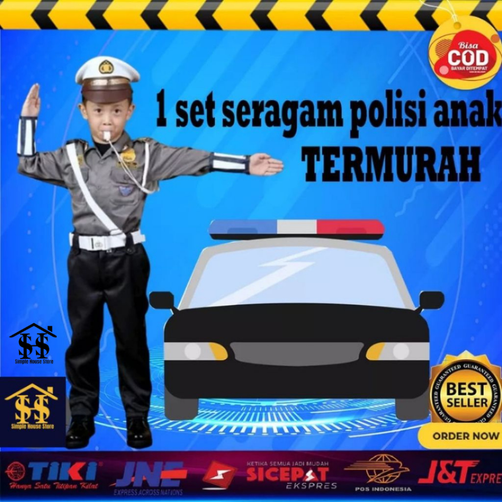 baju polisi anak seragam polisi anak/ kostum karnaval komplit pocil laki laki perempuan/ cewe usia 2
