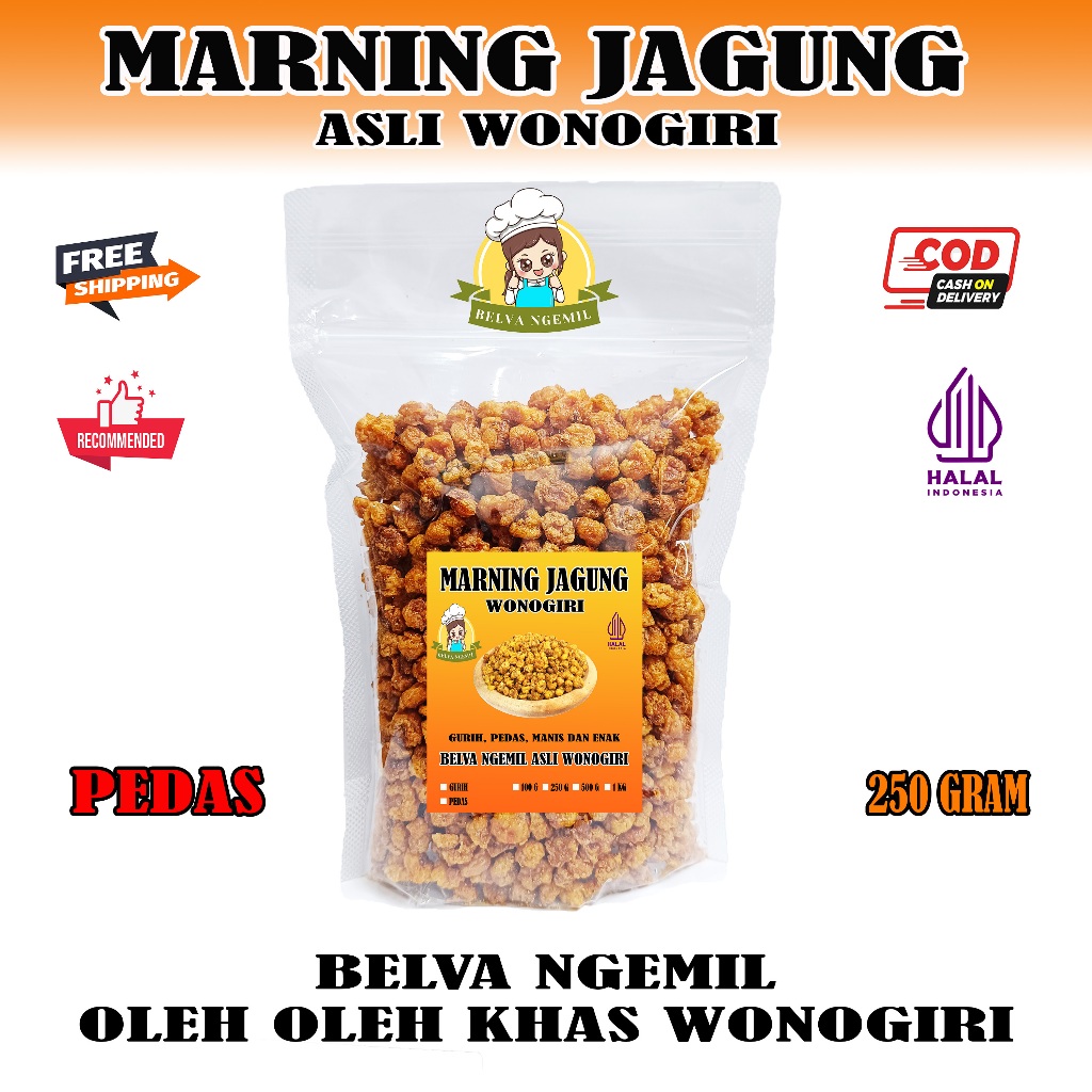 

MARNING JAGUNG PEDAS MANIS GURIH ASLI WONOGIRI 250g / JAGUNG MARNING PEDAS MANIS / MERNING JAGUNG