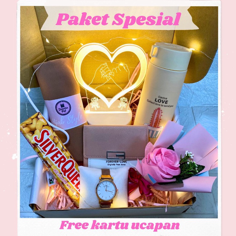 

Grosir Kado Spesial Pasangan Kado ulang tahun spesial cewek hadiah ulang tahun pacar hadiah wisuda anniversary LED 3D Hijab pashmina dompet wanita coklat box kado