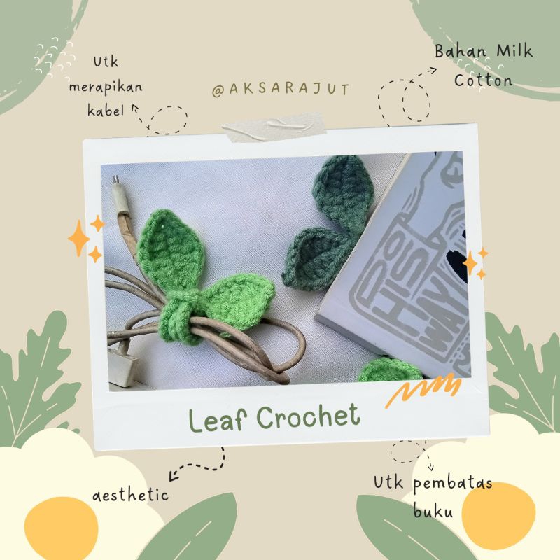 

TALI DAUN RAJUT/ LEAF CROCHET/ TALI KABEL/PEMBATAS BUKU RAJUT