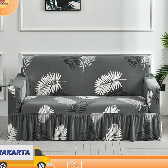 DiSkon  Sarung Sofa Rumbai Sarung Sofa Melar dengan RokPola Melar Bantal Penutup Tempat Tidur Sofa R