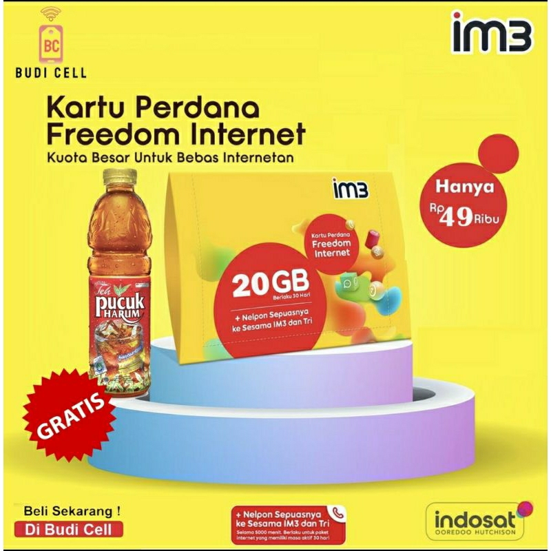 Kartu Perdana IM3 Freedom Internet 20GB 30 Hari