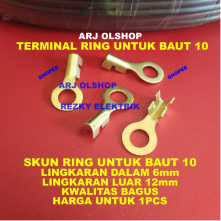 Skun Ring Kecil M6/ Skun Aki M6/Skun Kabel M6/Skun Ring Baut 6mm/Skun Ring 6mm Untuk Baut 10/Sekun B