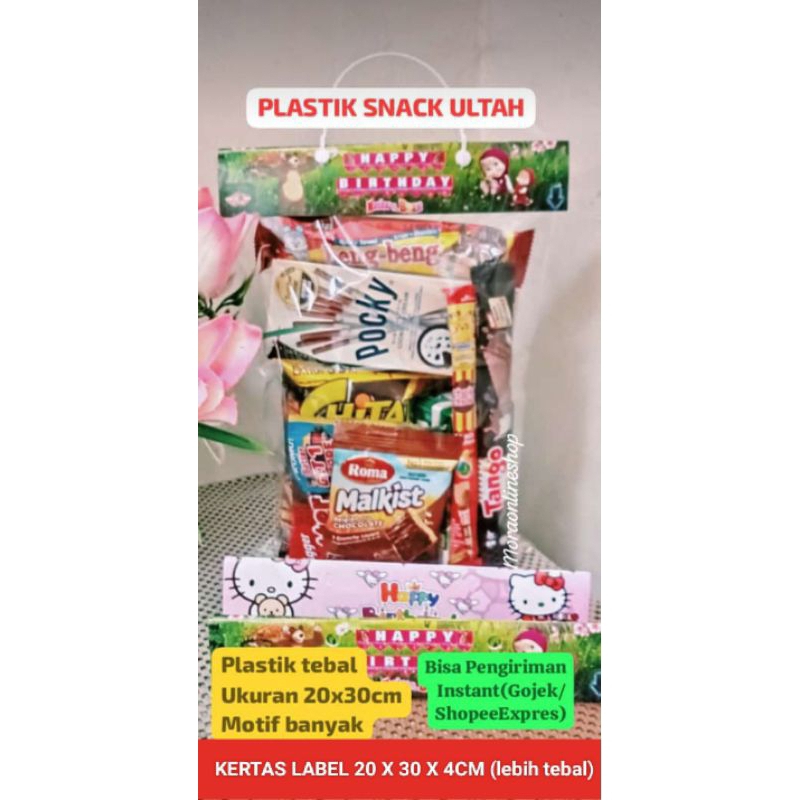 

Plastik Snack Ultah ukuran label 20x 4cm(setelah dilipat) - 1 pieces