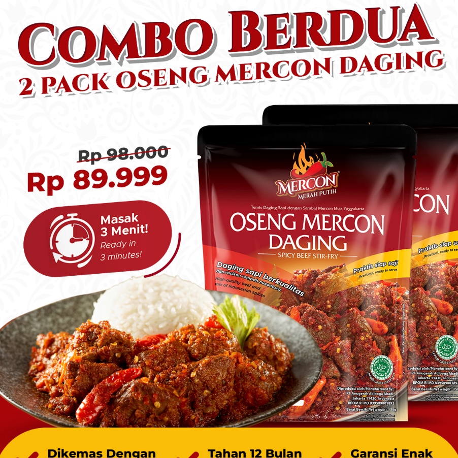 

COD Mercon Merah Putih Hemat Combo Berdua 2 x Oseng Mercon Daging
