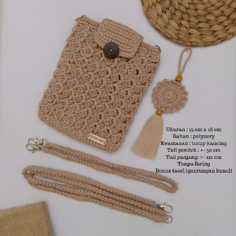 Tas Slempang Rajut / Tas Rajut Hp / Tas Wanita