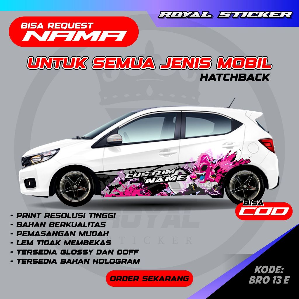 DECAL STIKER MOBIL BRIO JAZZ AGYA AYLA / FREE CUSTOM NAMA / DECAL STIKER MOBIL BRIO VARIASI TERBARU 