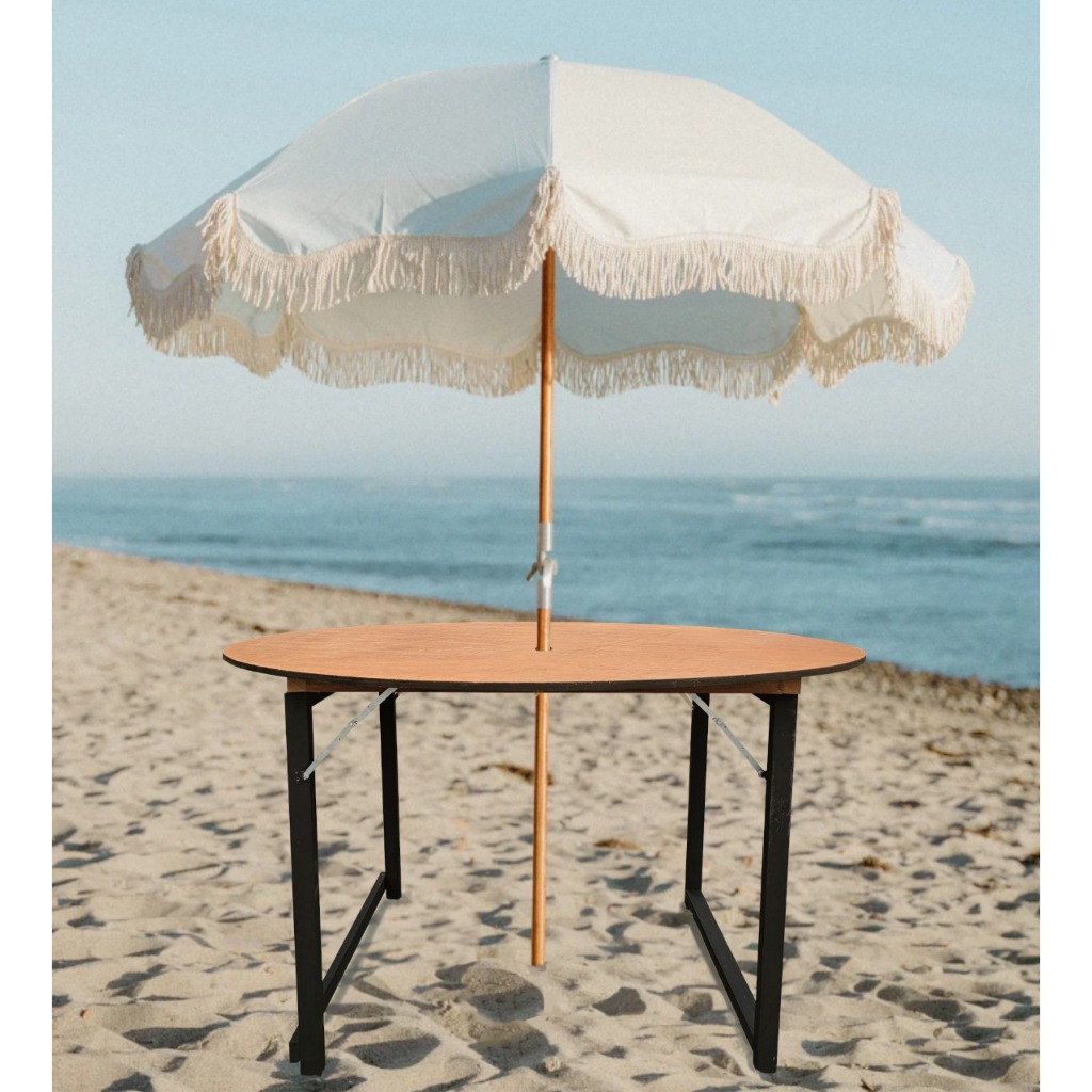 Meja Lipat Bulat Diameter custom 100 tebal 2 cm Tinggi 75 cm Full Kayu Solid