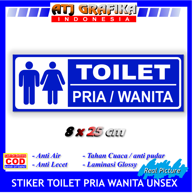 

Label stiker new toilet unsex kamar mandi WC sticker pintu petunjuk pria wanita