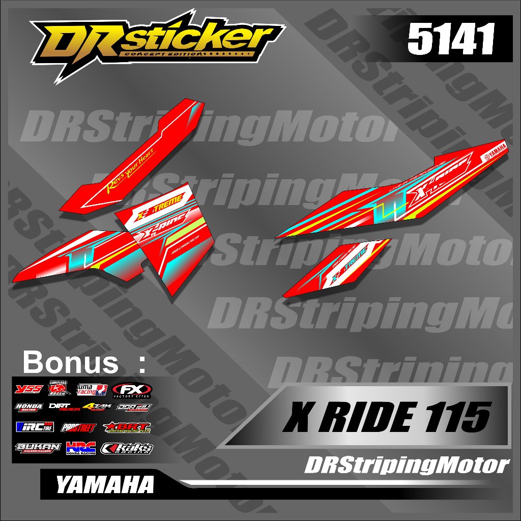 Stiker Striping Variasi Motor X-Ride 115 - Xride TTX - X Ride Grafis Murah