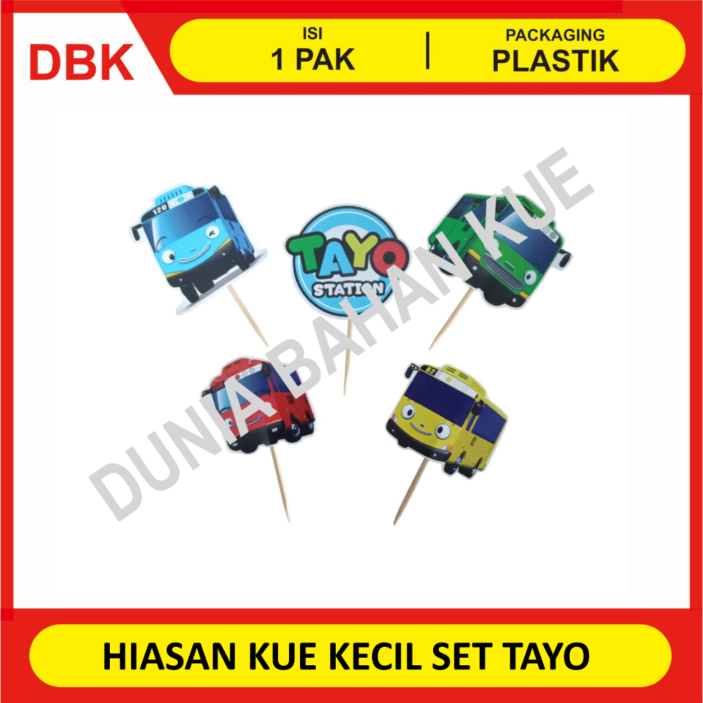 HIASAN KUE SET KECIL - TAYO / BUS TAYO / CAKE TOPPER DEKORASI KUE HIASAN KUE