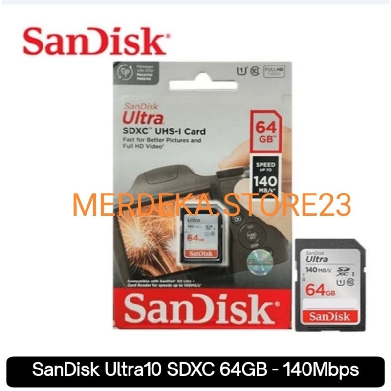 Memori SanDisk SDCard 64GB Original 140Mbps Memory Camera Buat Kamera CANON EOS / MIRRORLESS DLL
