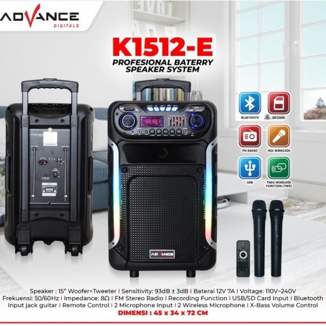 Speaker Advance K-1512E  Bluetooth 15 Inch | Speaker Meeting Portable Free Mic 2 | Garansi Resmi