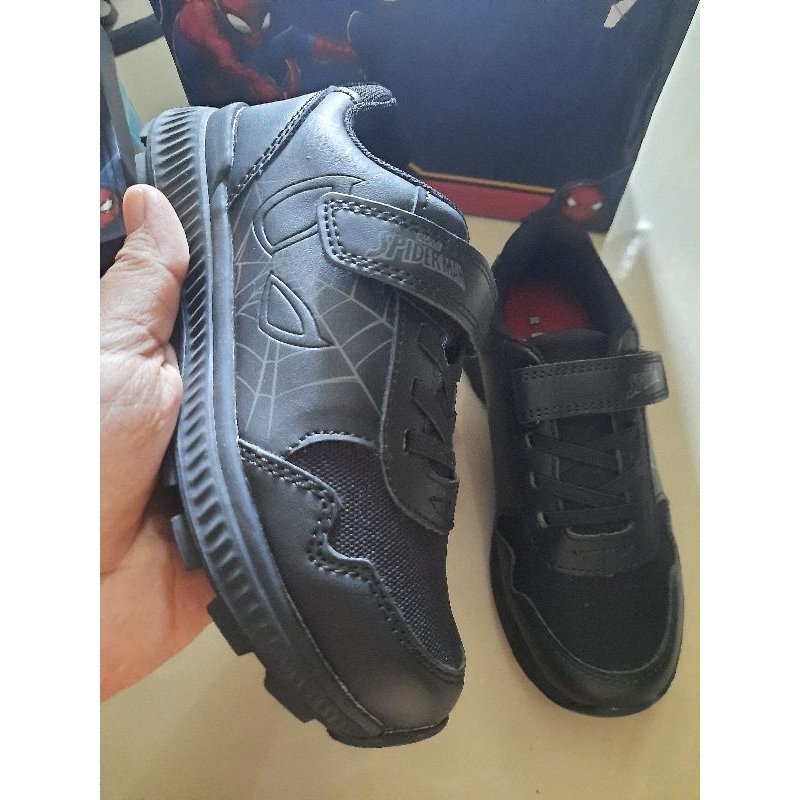 sepatu sneaker spiderman full hitam, sepatu anak full hitam