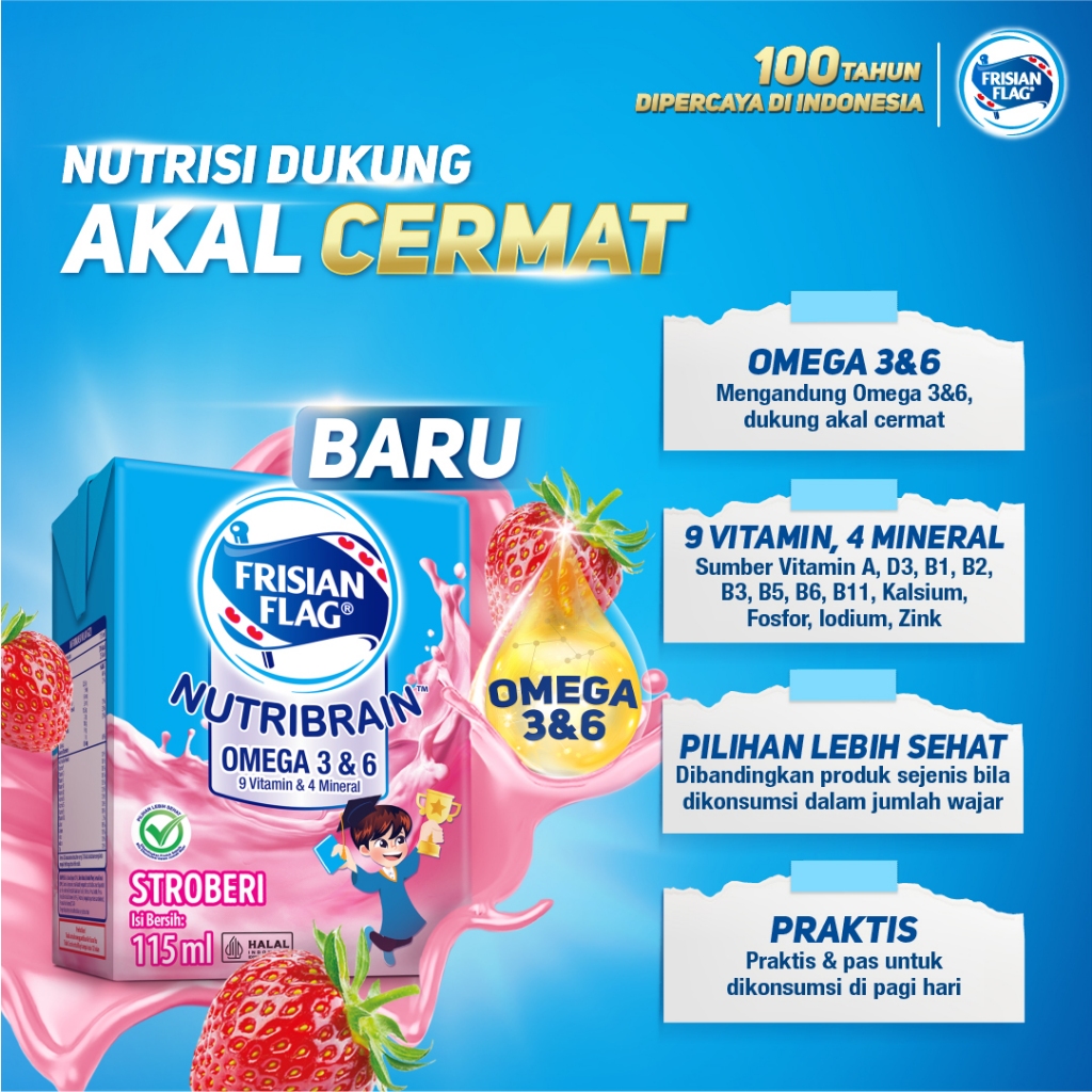 Frisian Flag Omega Strawberry 115ml