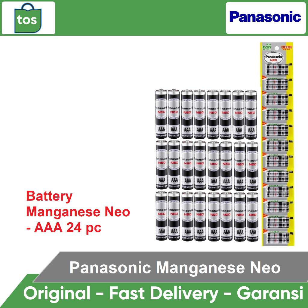 Baterai Panasonic AAA (R03) Manganese Neo Hitam Battery Zinc Carbon A3 (R03)