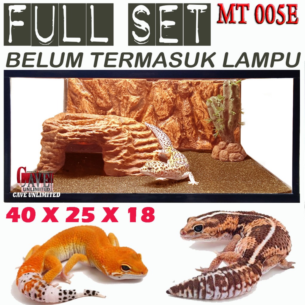 MT005E PAKET KANDANG FULL SET LEOPARD GECKO TOKEK KADAL BEARDED DRAGON BD TERRARIUM GEX L LOW CEPER 