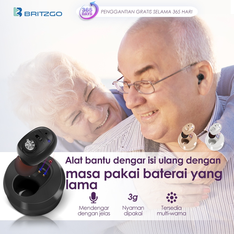 Britzgo Alat Bantu Dengar cas charger pendengaran telinga original hearing aids mini alat pendengar