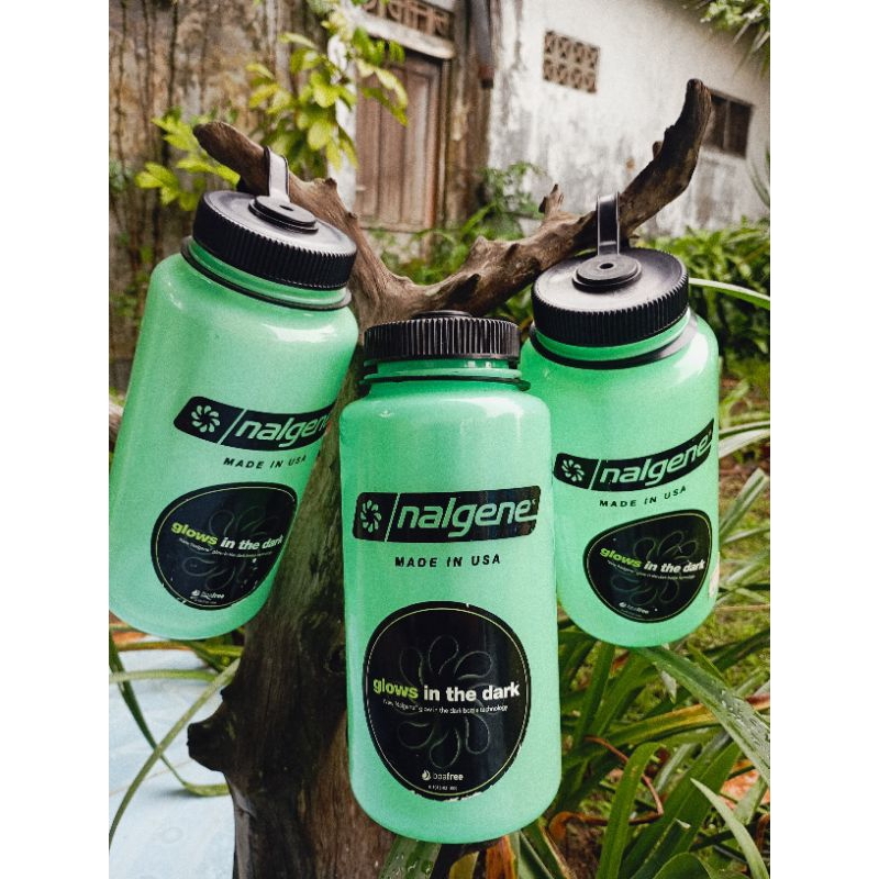 botol minum - Nalgene 32oz 1000ml wide mouth glow In the dark