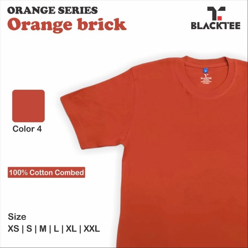 Tokobajumu - Kaos Oblong Polos Merah Bata | warna Orange Bricks | Combed 30s |  Unisex | Lengan Panj