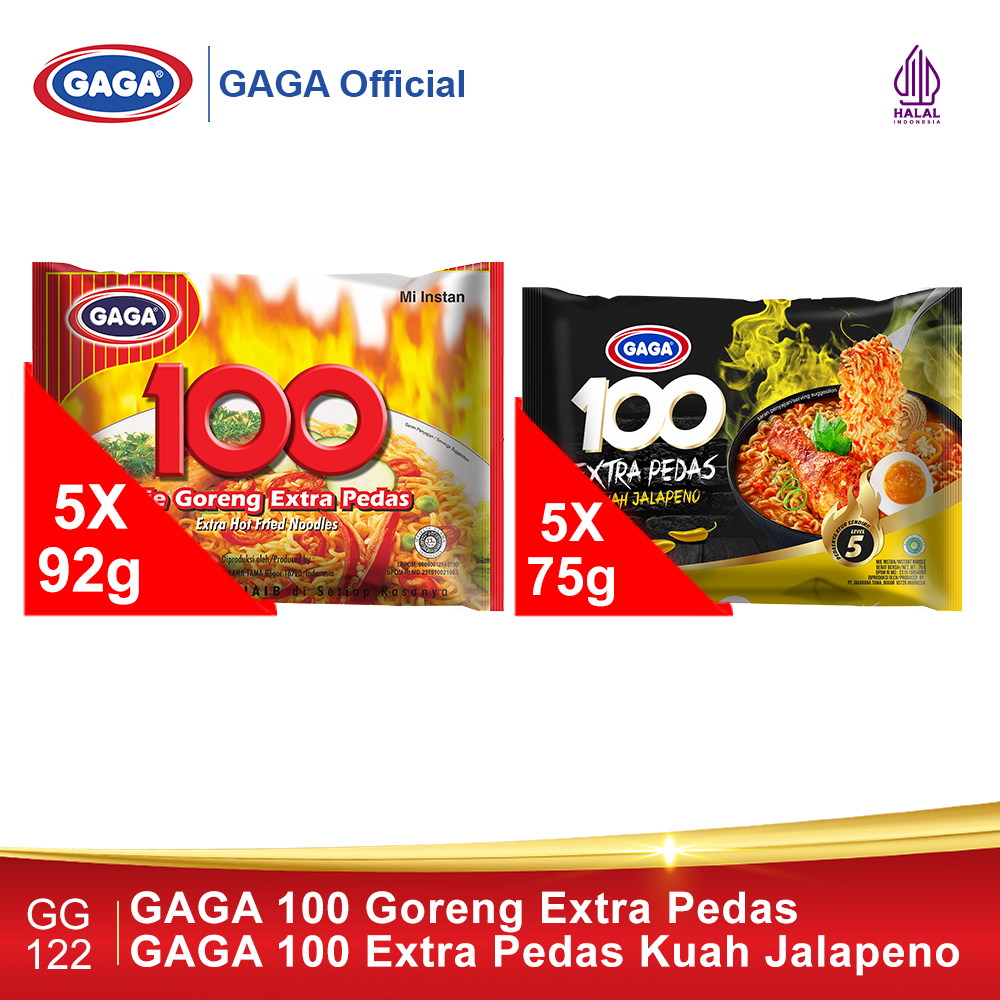 

GAGA 100 Goreng Extra Pedas 5pcs, GAGA 100 Extra Pedas Kuah Jalapeno 5pcs (GG122)