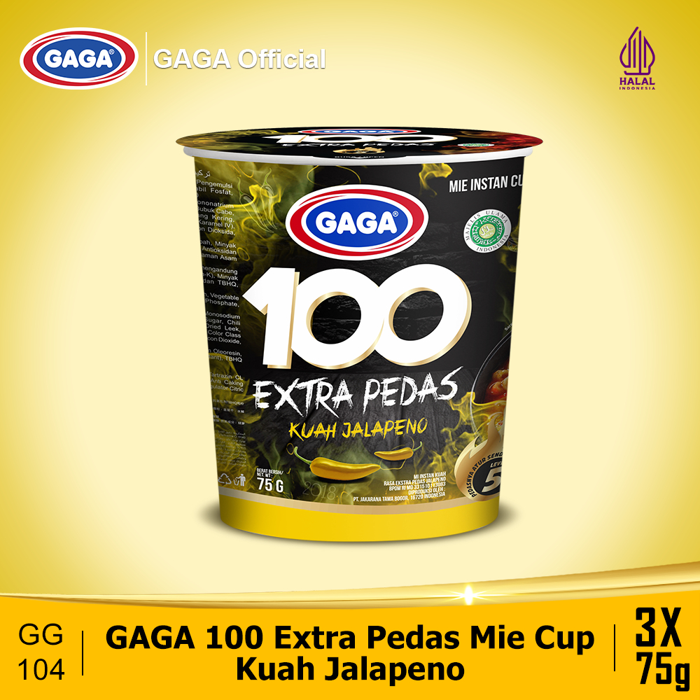 

GAGA 100 Cup Extra Pedas Kuah Jalapeno 75g 3 PCS (GG104)