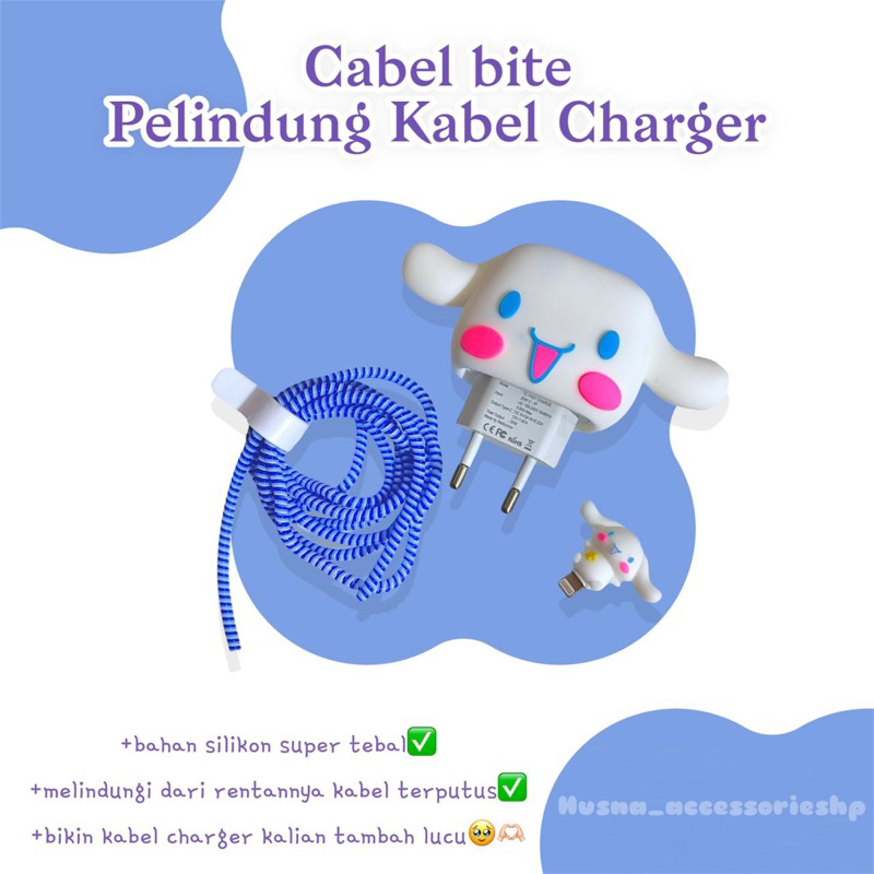 1 SET Cable Bite Set Paket Cover Pelindung Kepala & Kabel Charger Spiral / Cable Set Protector - Com