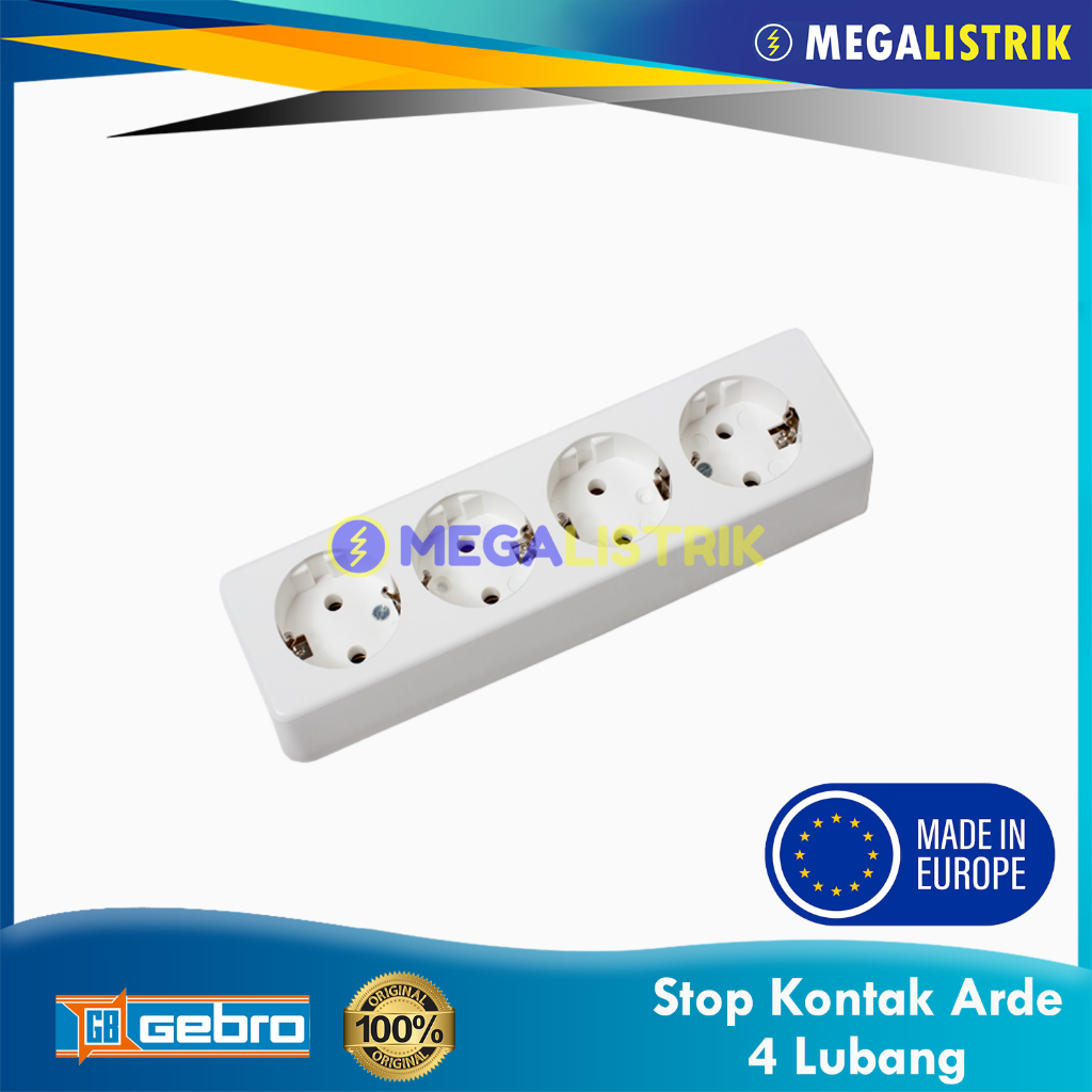 GB GEBRO STOP KONTAK ARDE 4 LUBANG OUTBOW JERMAN / SOCKET OUTLET 2 PHASE OB EUROPE / TERMINAL TEMPEL