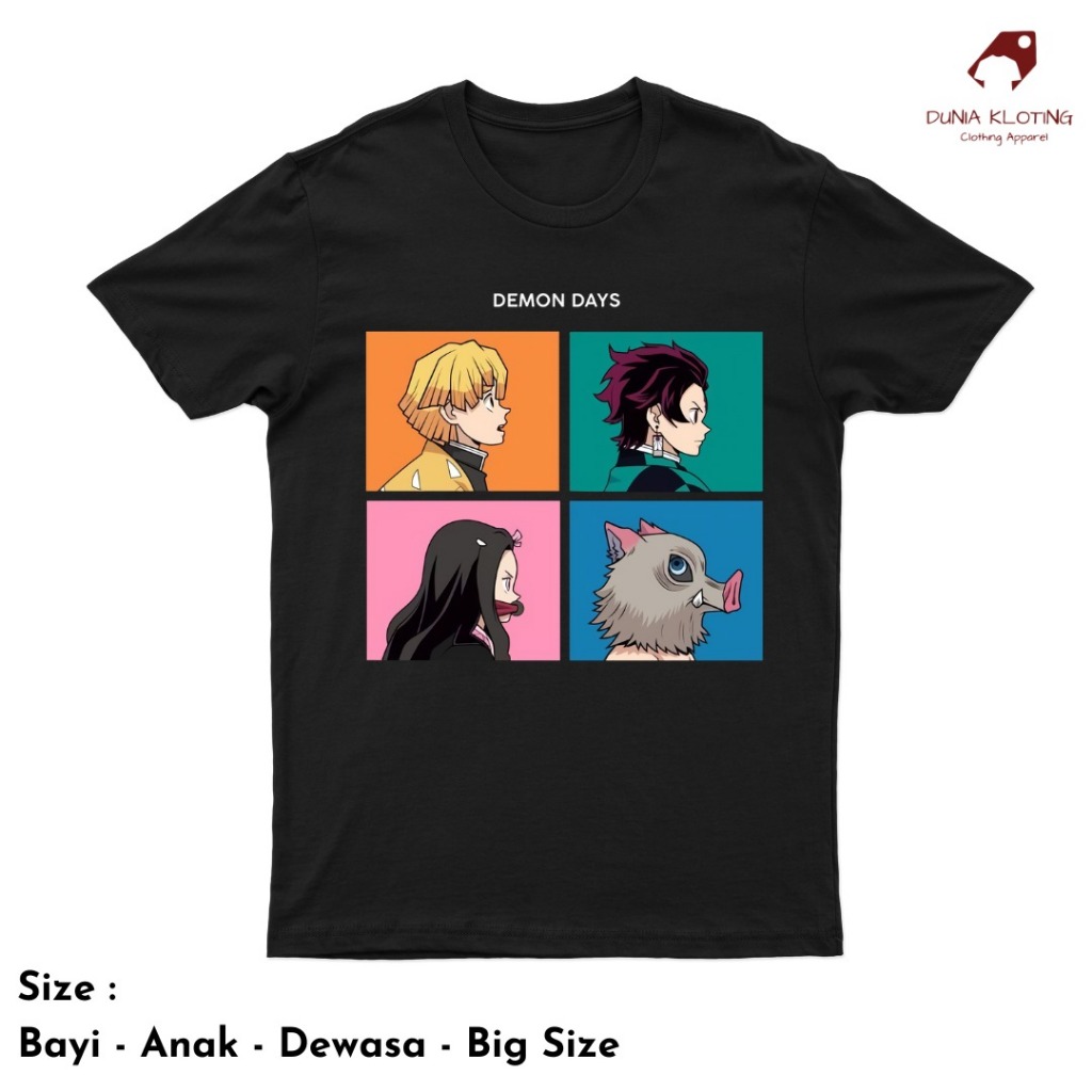 Baju Kaos T-Shirt ANIME DEMON SLAYER DEMON DAY Bayi Anak Dewasa BIG SIZE