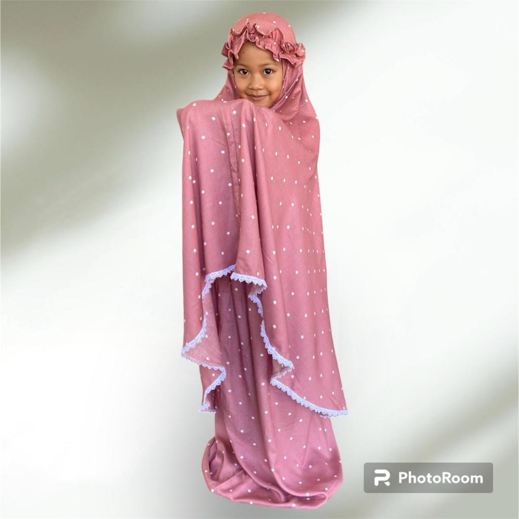Mukena Anak Balita sampai Tanggung 3-12 Tahun Bahan Rayon  Premium 2 in 1 / Mukena Renda Adem/ Muken