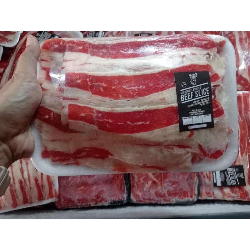 Beef Slice Lemak PREMIUM 500 gr - Shortplate Fat Brisket / Daging Sapi Sandung Lamur Potong Tipis