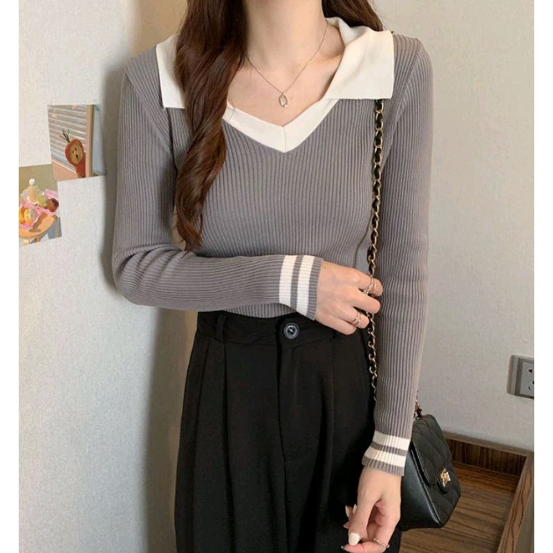 Pakaian Wanita Inner Rajut Premium Rajut Lengan Panjang Import Bahan Adem Inner