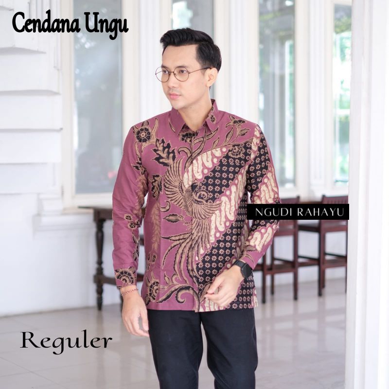 Batik pria UNGU Reguler fit CENDANA UNGU Lengan PANJANG Kemeja Pria batik Size M L XL XXL Atasan Pri