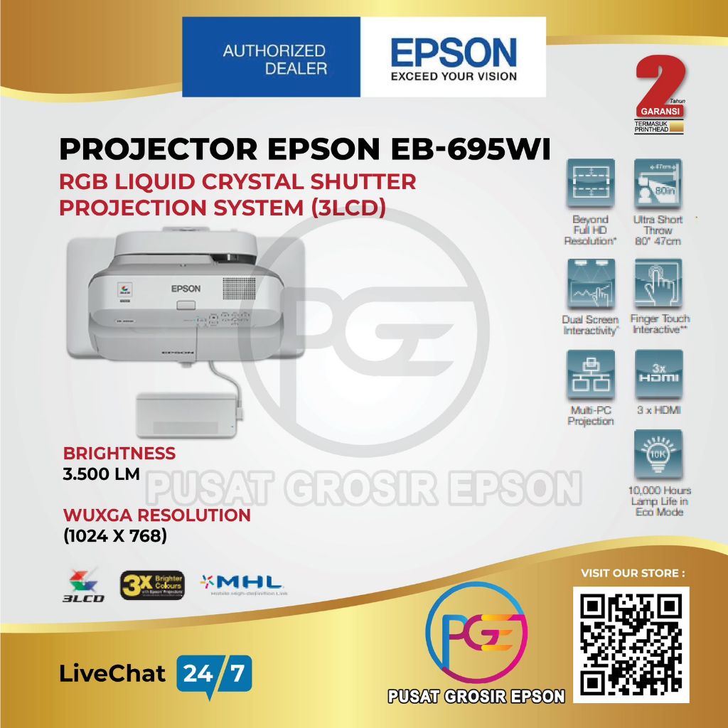 Projector Epson EB-695WI EB 965WI EB695WI GARANSI RESMI