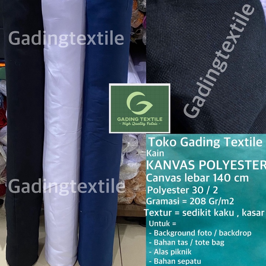 Terlaku  per setengah meter  kain KANVAS POLYESTER canvas PE warna hitam biru navy putih lebar 14 cm