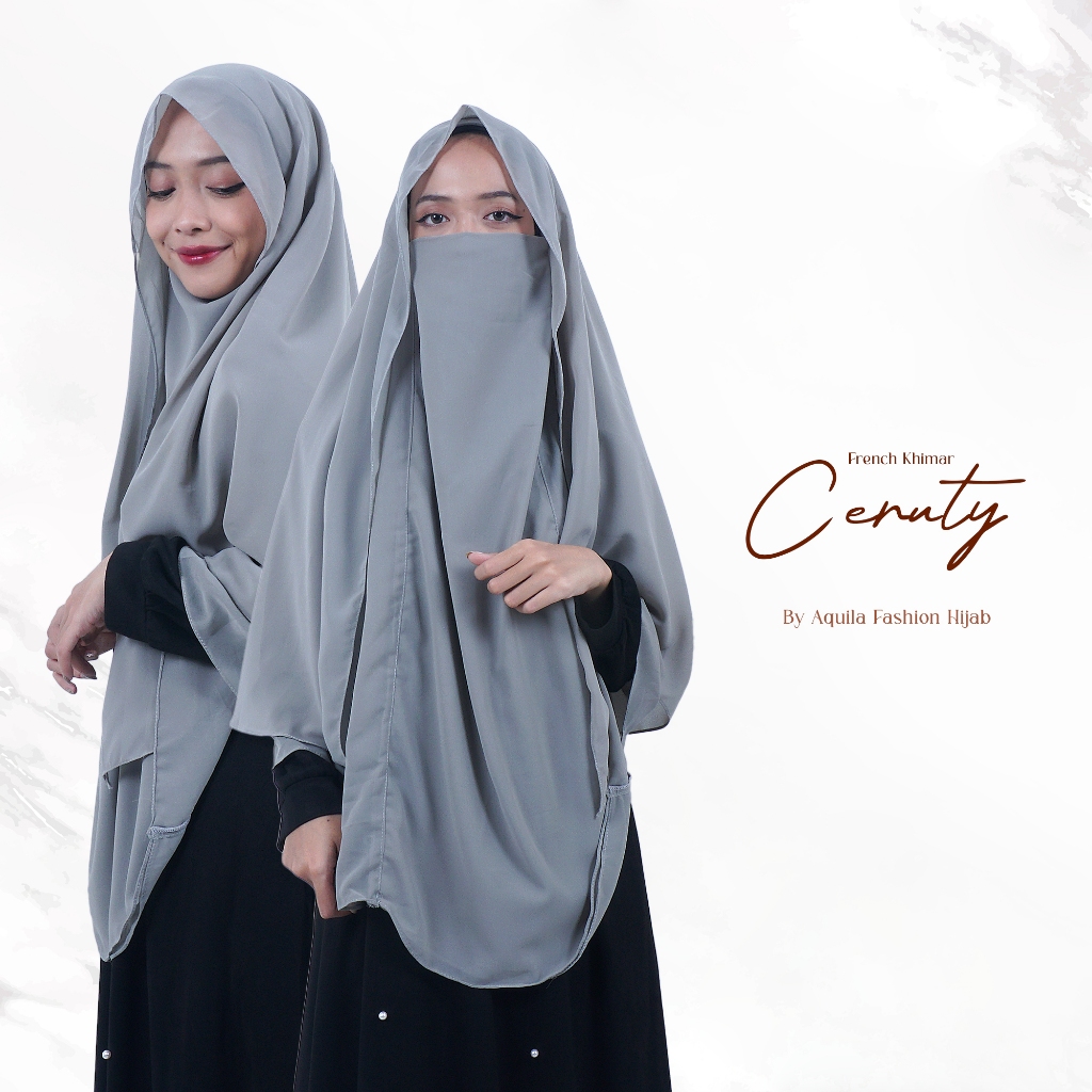 Niqab Cadar 2 Layer Dibawah Mata Hijab Syari Muslim Wanita Terlaris Frech Khimar Ceruty By Aquila Fa