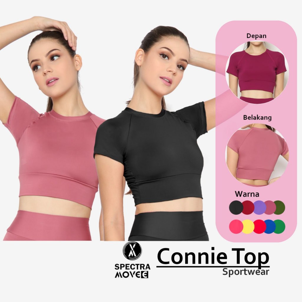 Atasan senam CONNIE TOP baju senam wanita kaos senam kaos crop baju zumba kaos gym bandung