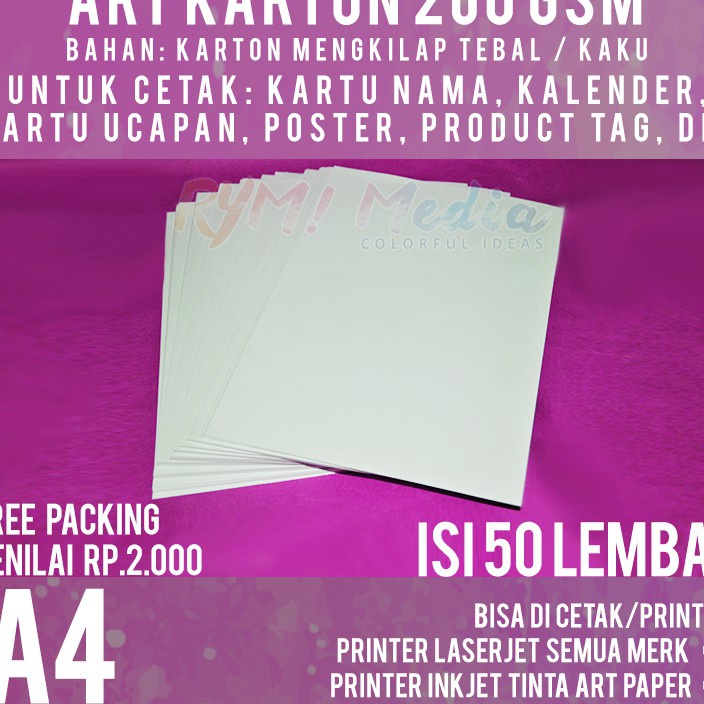 

COD Art Karton 26 gsm A4 isi 5 lbr Kertas Art Carton Paper Glossy 26 gram