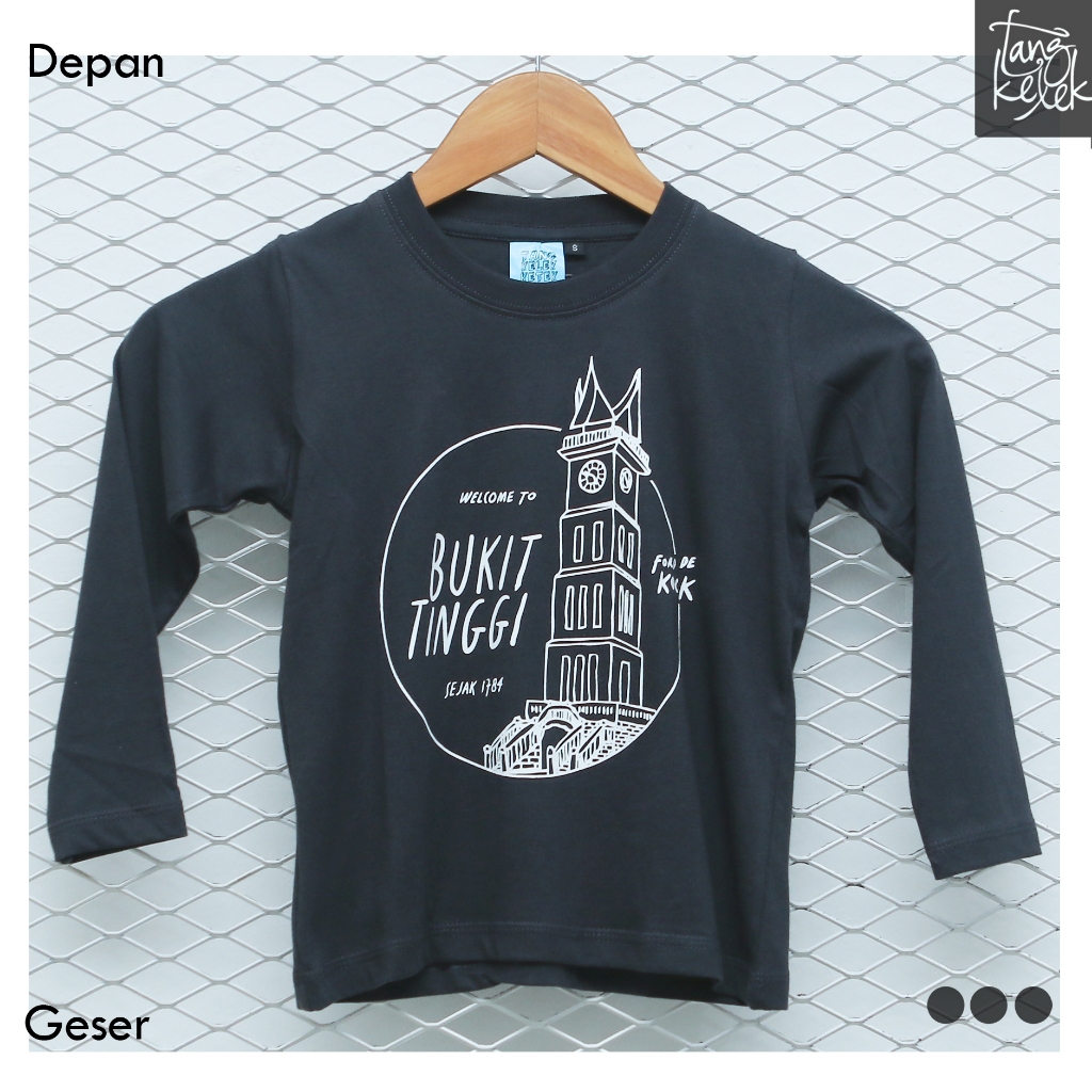 Tangkelek Baju Kaos Anak Anak Lengan Panjang Welcome To Bukittinggi Warna Abu Tua